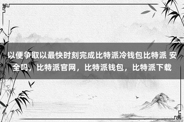 以便争取以最快时刻完成比特派冷钱包比特派 安全吗，比特派官网，比特派钱包，比特派下载