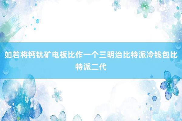 如若将钙钛矿电板比作一个三明治比特派冷钱包比特派二代