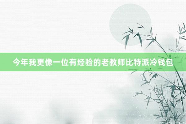 今年我更像一位有经验的老教师比特派冷钱包