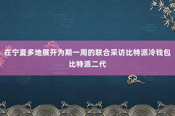 在宁夏多地展开为期一周的联合采访比特派冷钱包比特派二代