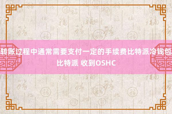 转账过程中通常需要支付一定的手续费比特派冷钱包比特派 收到OSHC