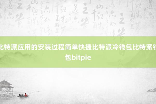 比特派应用的安装过程简单快捷比特派冷钱包比特派钱包bitpie