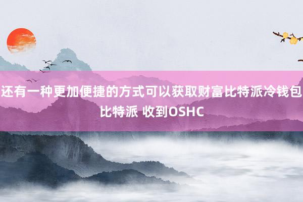 还有一种更加便捷的方式可以获取财富比特派冷钱包比特派 收到OSHC