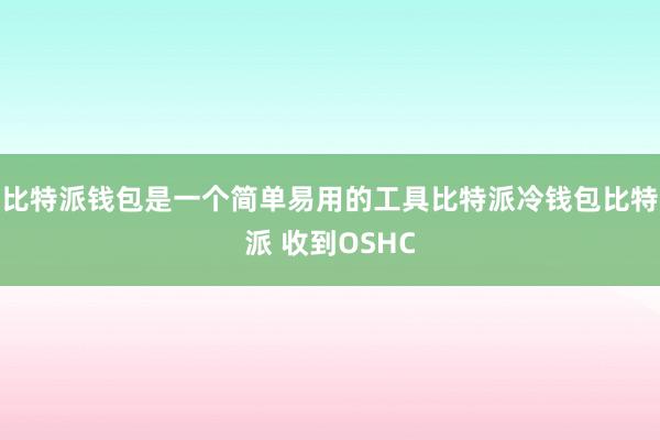 比特派钱包是一个简单易用的工具比特派冷钱包比特派 收到OSHC