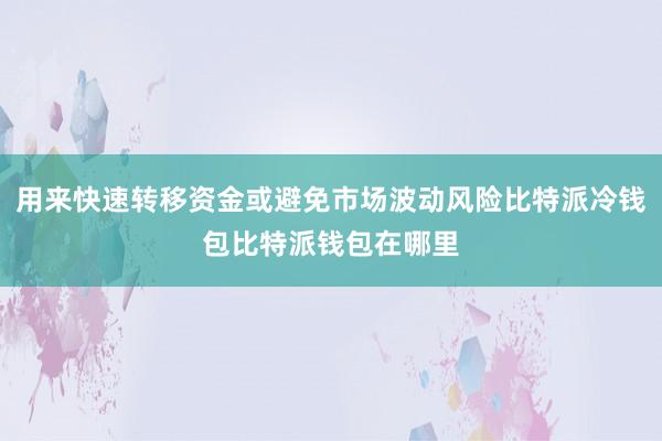 用来快速转移资金或避免市场波动风险比特派冷钱包比特派钱包在哪里