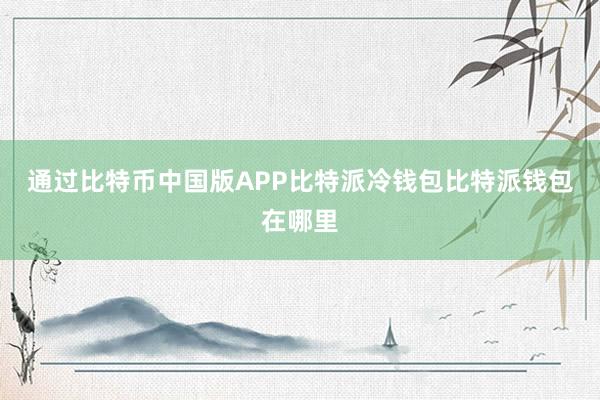 通过比特币中国版APP比特派冷钱包比特派钱包在哪里