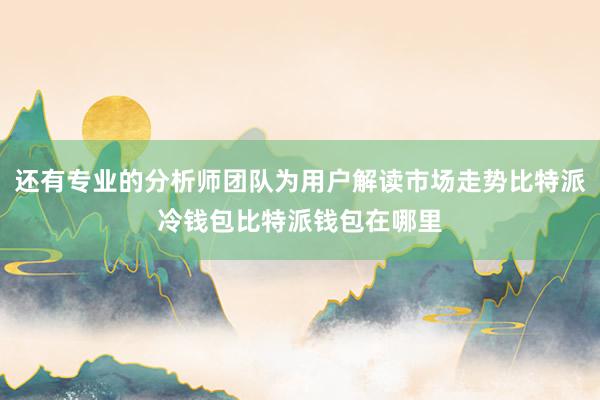 还有专业的分析师团队为用户解读市场走势比特派冷钱包比特派钱包在哪里