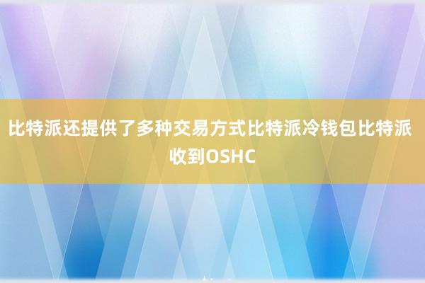 比特派还提供了多种交易方式比特派冷钱包比特派 收到OSHC