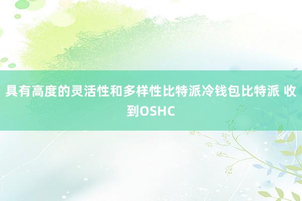 具有高度的灵活性和多样性比特派冷钱包比特派 收到OSHC