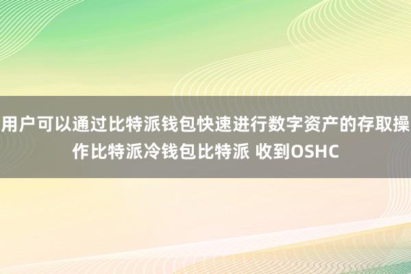 用户可以通过比特派钱包快速进行数字资产的存取操作比特派冷钱包比特派 收到OSHC