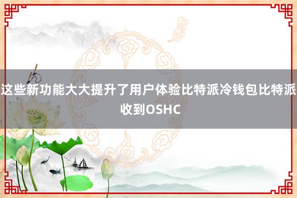 这些新功能大大提升了用户体验比特派冷钱包比特派 收到OSHC