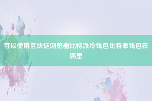 可以使用区块链浏览器比特派冷钱包比特派钱包在哪里