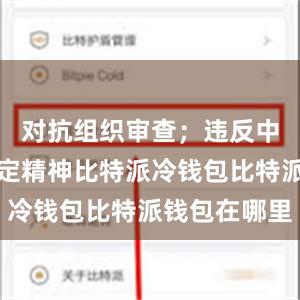 对抗组织审查；违反中央八项规定精神比特派冷钱包比特派钱包在哪里